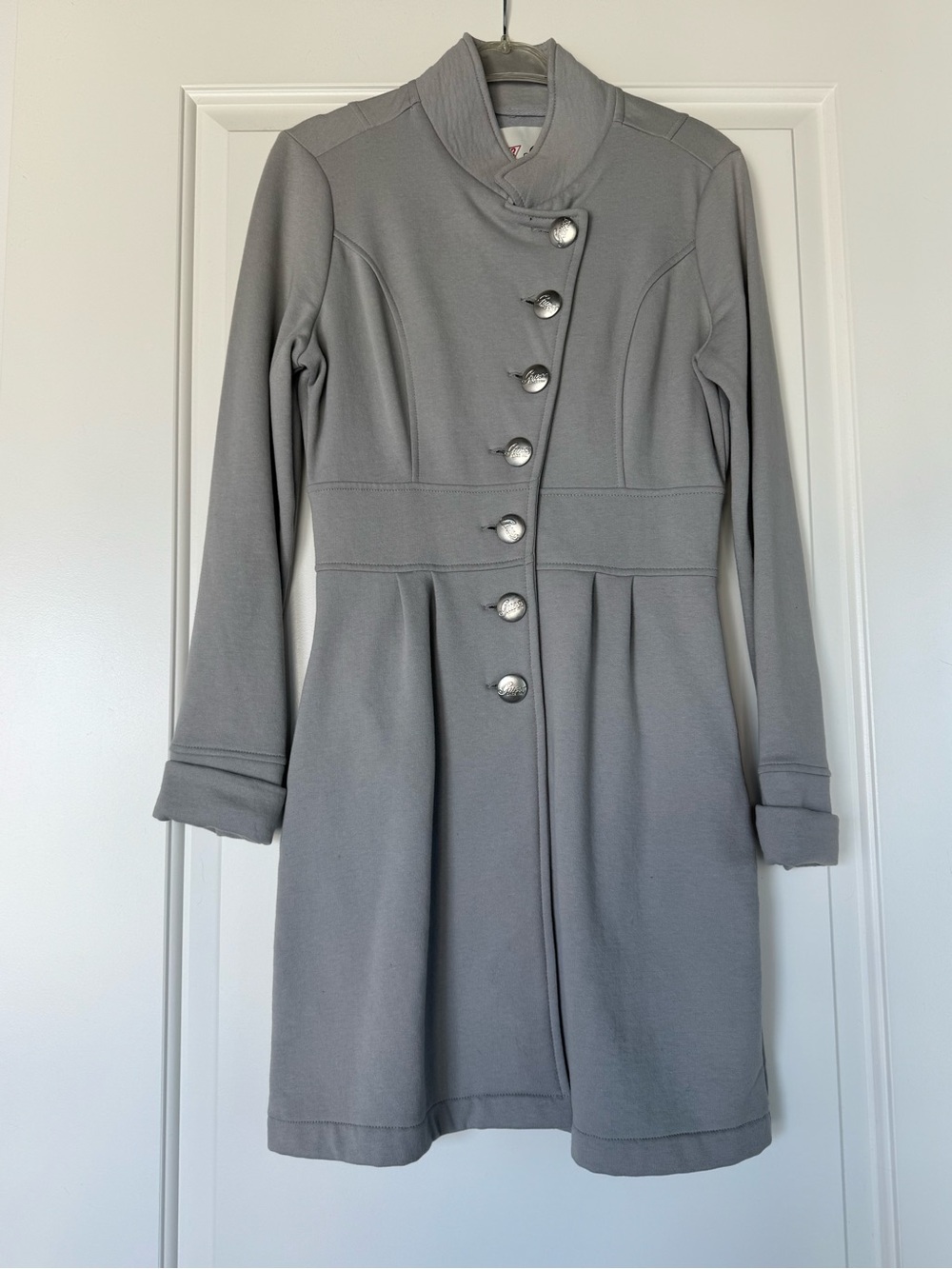 Guess Women's Light Grey Long-Sleeve Buttoned Peacoat
